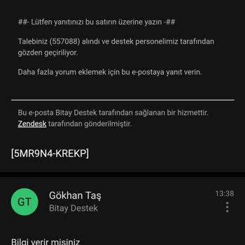 Bitay'da Para Çekim İşlemi Yaptım Para Banka Hesabıma Geçmedi.