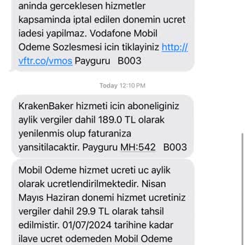 Vodafone Operatörümde Haberim Veyahut Bilgim Olmadan Kraken Baker Abone