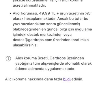 Gardrops Alıcı Koruma Ücreti