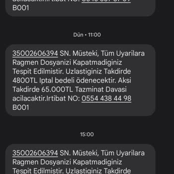 ERESTA (SMS) Anlamlandıramadığım Şekilde Rahatsız Edici Mesajlar
