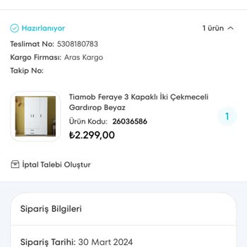 A101 Tiamob Dolap Siparişin Gelmemesi