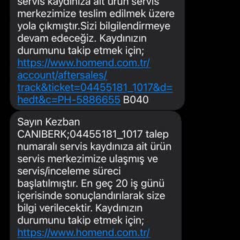 Homend Aynı Arıza 3. Ye