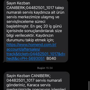 Homend Aynı Arıza 3. Ye