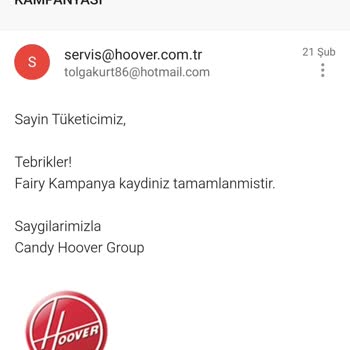 Hoover- Fairy Platinum Plus Kampanyası Sorumluluğunu Yerine Getirmiyor