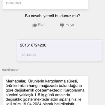 Dalkılıç Spor N11 Sitesinden Sipariş Verdiğim Ayakkabı Hala Kargoya Verilmiyor.