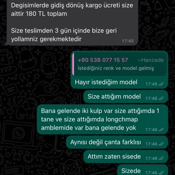 Canta_hanzade (Instagram) Siparişimdeki Çanta Sorunu Ve İade Problemi