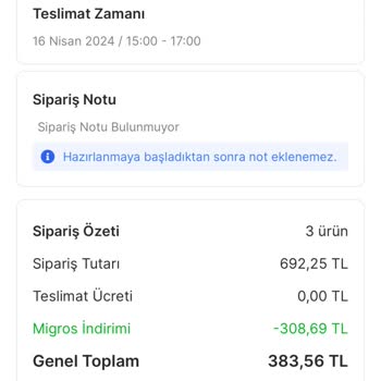Migros Teslimatın Zamanında Yapılmaması