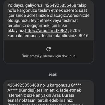 Aras Kargo Kargo Elime Ulaşmadı Ulaştı Diye Mesaj Geldi