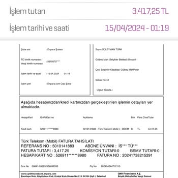 Türk Telekom Mobil Fatura İadesi