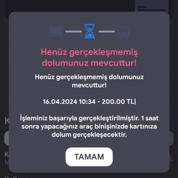 Kent Kart Gerçekleşmemiş Dolum Mevcut