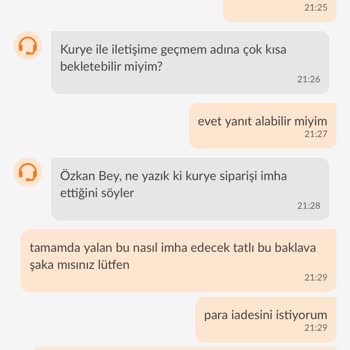 Trendyol Yemek Kurye Tarafından Mağduriyet