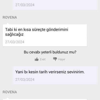 N11 Rovena Marka Ürünümü Teslim Etmiyor.