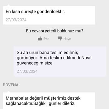 N11 Rovena Marka Ürünümü Teslim Etmiyor.