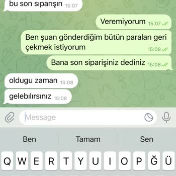 Telegram Paramın Atılmasını İstiyorum