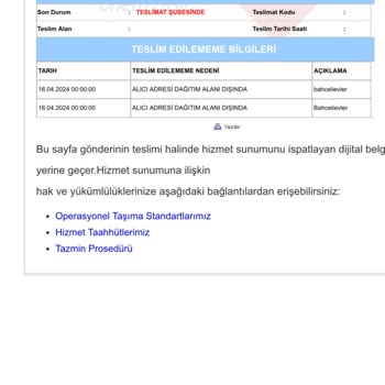 Aras Kargo Dağıtım Alanı Yalanı