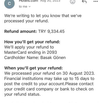 Hotels.com Para İadesinde Yasanan Problem