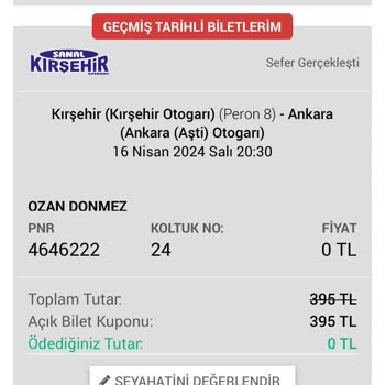 Şanal Kırşehir Seyahat Hizmet Kusuru Ve Yanlış Yönlendirme