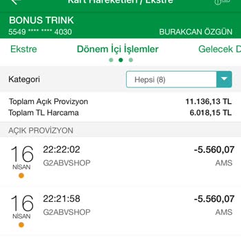 Garanti Bankası Kredi Kartımdan Onaysız İşlem Yapılması