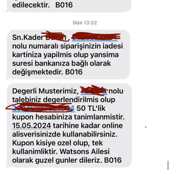 Watsons Siparişimi İptal Etti Üzerinden 7 Gün Geçtikten Sonra