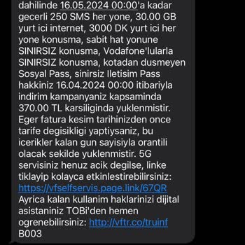 Vodafone Tarife Yaptığım Halde Faturasız Hatta Geçirmiş Hattımı