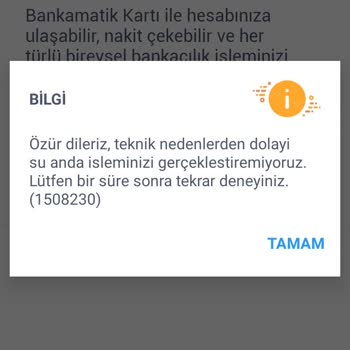 İş Bankası Banka Kartı Çıkartmak İstiyorum Teknik Sorunla Karşılaşıyorum