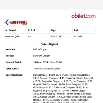 Obilet Ve Kanberoğlu Seyahat Firması Çözümsüzlük