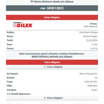 Obilet Samsun/Vezirköprü Seyahat Sorunları Ve Müşteri Şikayeti