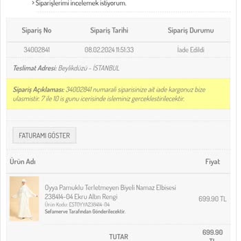 Sefamerve İade İşleminin Uzaması Üzerine Şikayet