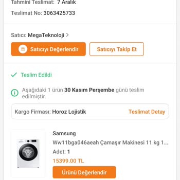 Samsung Sıfır Çamaşır Makinesi Bozuk Geldi