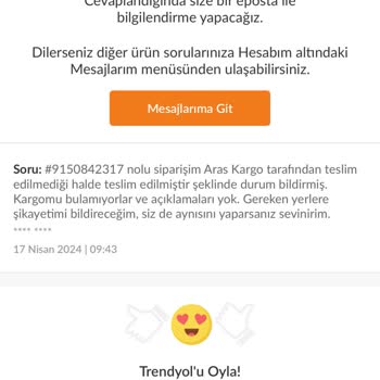 Aras Kargo Ürünümü Teslim Etmediği Halde Teslim Edildi Diye Bildirdi.