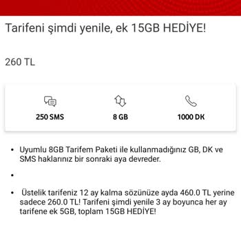 Vodafone Abartılı Tarife Fiyatları