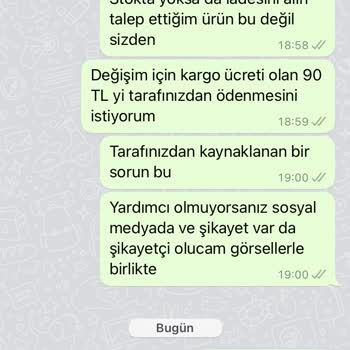 Vovo Bey Farklı Ürün Gönderilmesi Ve Geri Dönüş Yapılmaması