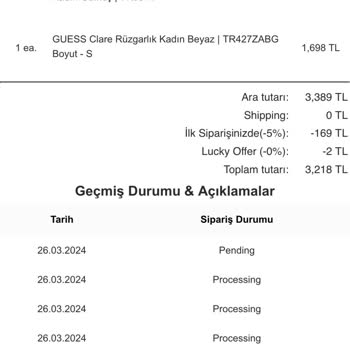Guess Outlet Ödeme Aldı Ürün Gelmiyor