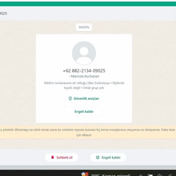 WhatsApp'tan Gelen Yabancı Numara Mesaj