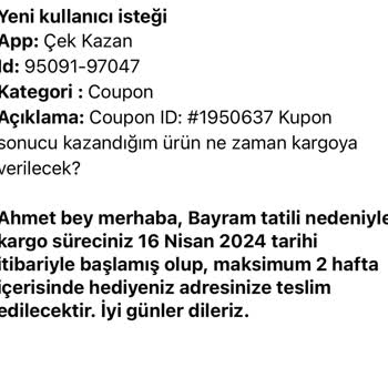 Çek Kazan Kargo Gecikmesi Ve Sürekli Ertelenen Ürün Teslimatı