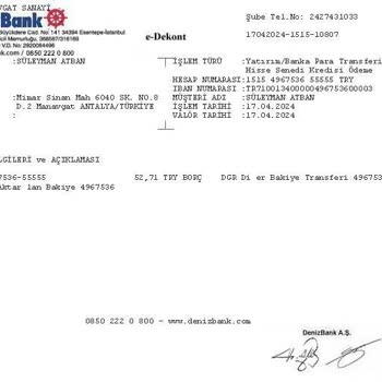 Denizbank Yatırım Hesabımdan 52.71 TL Kesinti Yaptı