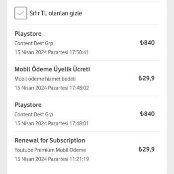 Vodafone Faturama Bilgim Ve Onayım Olmadan İşlem Yapılmış