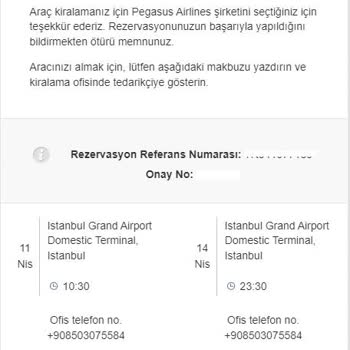 Pegasus, Cartrawler Üzerinden Yapılan Kiralamada Aracı Sağlamıyor