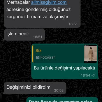 Allmiss Giyim Trençkot İade Ve Değişim Sürecinde Yaşanan Mağduriyet