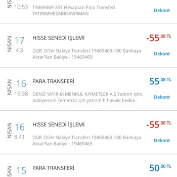 Denizbank Hisse Senedi İşlem Kesimi