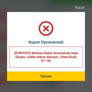 Nesine 51-18 Hatası Veriyor