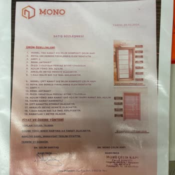 Mono Çelik Kapı Verilen Özel Sipariş Kanat Genişliği 1 Metre.