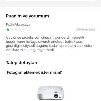 Armut.com Çalınan Kaybolan Projeksiyon Cihazım