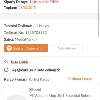 Xiaomi Süpürgem Bozuldu Trendyol Ve Media Markt Yardımcı Olmuyor