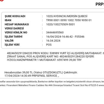iyzico/AMZNPRIMETR Adına Hesabımdan Para Çekildi