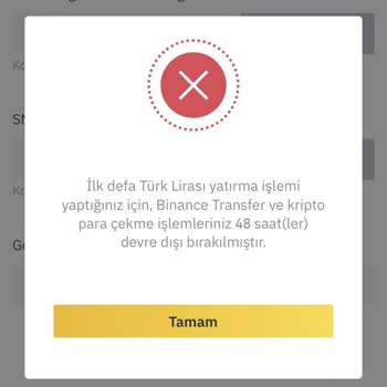 Binance - Hesabın 48 Saat Transfere Kapatılma Uygulaması