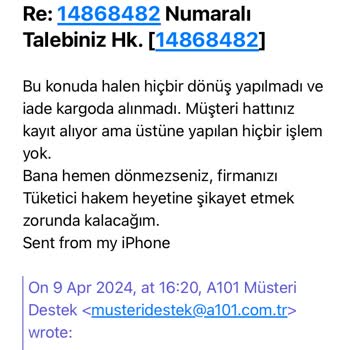 A101 Ve Bir Günde XL İade Problemi