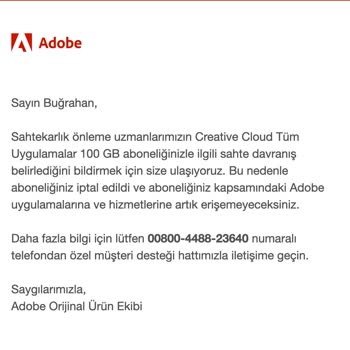 Parayı Alıp Aboneliği İptal Eden Adobe