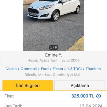 Sahibinden 34TK3427 FİESTA2015 Model