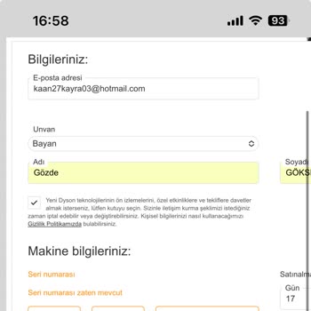 Seri Numarası Zaten Kayıtlı Sorunu Dyson